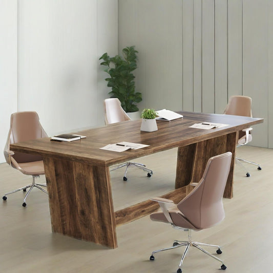 70.87-Inch Executive Computer Desk: Large Home Office Desk With Solid Wooden Pedestal, Industrial Wood Study Writing Table