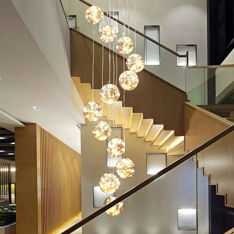 Octavia 6-43-Light Long Drop Dimmable LED Iron Staircase Chandelier