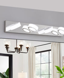 29  Modern 4-Light LED Vanity Light, Sleek Chrome Bathroom Wall Light Fixture For Mirror, Shower, And Bathroom Decor