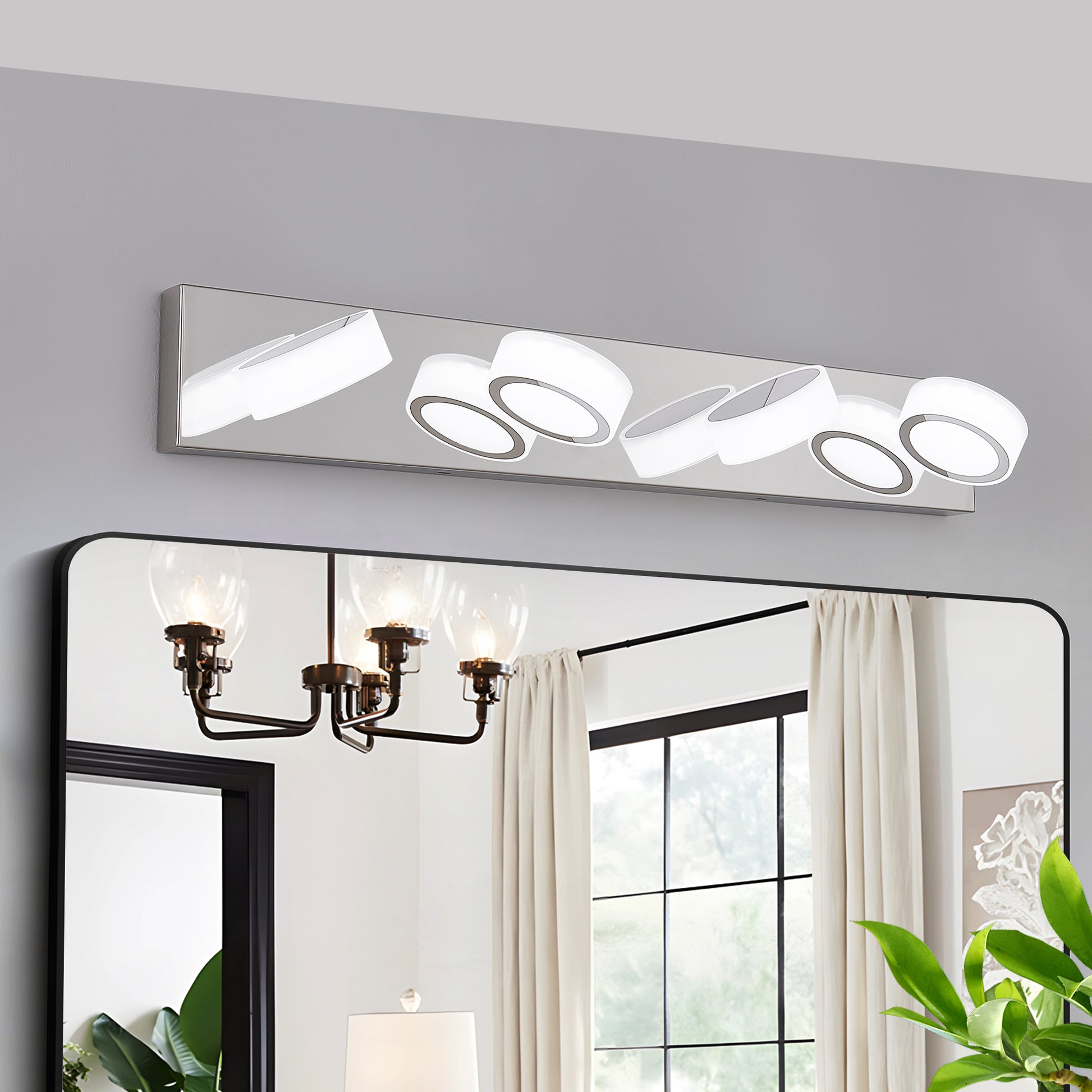 29  Modern 4-Light LED Vanity Light, Sleek Chrome Bathroom Wall Light Fixture For Mirror, Shower, And Bathroom Decor