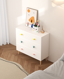 Kids 3 Drawer Dresser, Baby Nightstand For Bedroom, Storage Cabinet For Toddler Child For Living Room, Toddler Room, Nursery, Closet, Apartment White