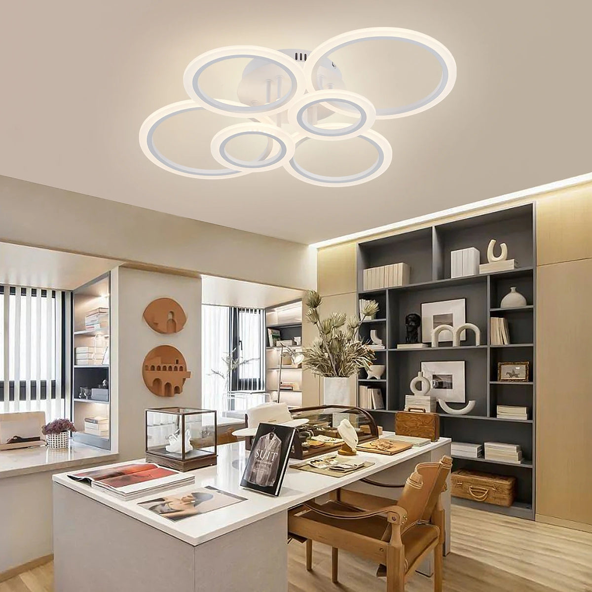 Modern LED Chandelier Home Lighting Ring Ceiling Mount Chandelier Living Room Bedroom Lighting Lustre Ceiling Pendant Lamp