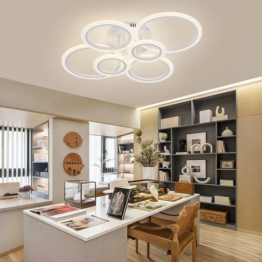 Modern LED Chandelier Home Lighting Ring Ceiling Mount Chandelier Living Room Bedroom Lighting Lustre Ceiling Pendant Lamp