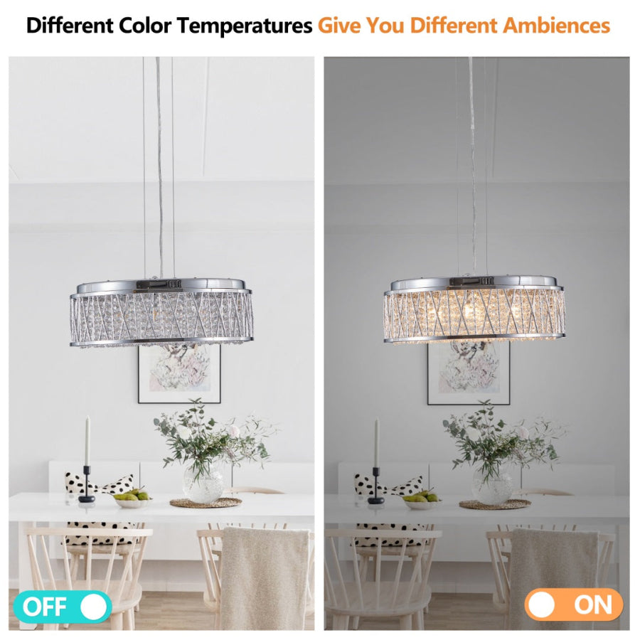 Modern Crystal Chandelier 19 Inches Aluminum Iron Round Ceiling Light Flush Mount Ceiling Light Fixture For Kitchen Island Dinning Bedrooms And Hallway   Bulb Not Included