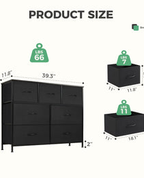 Tall Dresser Fabric Storage Tower ,Wooden Top For Kid Room, Closet, Entryway, Nursery