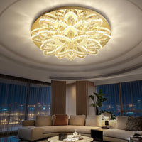 Dia 24" Modern Crystal Chandeliers Silver Chandelier LED Flush Mount Ceiling Light for Living Room Dining Room Bedroom Foyer Entryway LED Dimmable 2700-6000K