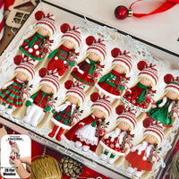12Pcs Classic Long-haired Christmas Doll Design High-quality 2D Flat Wooden Pendant Christmas Doll Decoration for Christmas