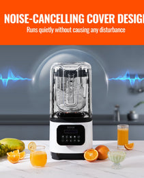 Professional Blender With Shield, Commercial Countertop Blenders, 68 Oz Jar Blender Combo, Stainless Steel 9 Speed & 5 Functions Blender, For Shakes, Smoothies, Peree, And Crush Ice, White