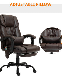 Massage Office Chair with 6 Vibrating Points, High Back Reclining Office Chair with Footrest and Remote, Brown
