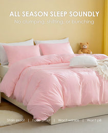 White & Pink Extra Large Duvet Cover Set Includes 1 Duvet Cover & 2 Pillowcases. Made Of Premium Breathable Microfiber With Hotel-grade Minimalist Design. Perfect For Bedrooms And Guesthouses.