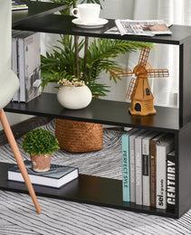 360° Rotating Home Office Desk L Shaped Corner Computer Desk with Storage Shelves, Writing Table Workstation, Black