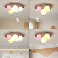 Cloud Balloon LED Ceiling Lamp Wooden Children's Room Ceiling Chandelier Romantic Cartoon Warm Boy Girl Bedroom Decor Fixture