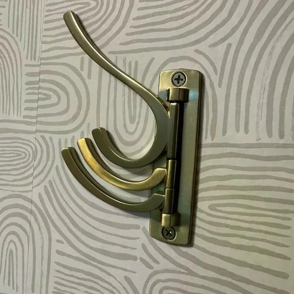 Modern Octopus Multi Swivel Hook Gold: Swinging Wall Towel Hook, Gold Plated, Cast Aluminum, 15lb Capacity