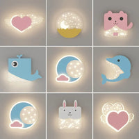 SANDYHA Cute Cartoon LED Night Light Warm Wall Lamp Unique Design Kids Bedroom Nursery Decor Fun Acrylic Lighting Ideal
