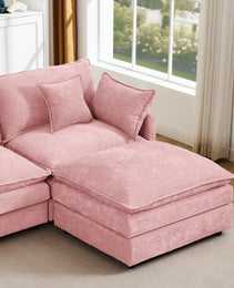 Modular Sectional Sofa, 102 Inch L Shaped Couch Set For Living Room, 3-Seater Comfy Cloud Couches With Movable Ottoman, DIY Combination, Chenille