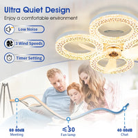 Modern Ceiling Fan with Light Low Noise Remote Control 3 CCT Dimmable 3 Speeds Smart LED Fan Lamp for Dining Room Bedroom Home