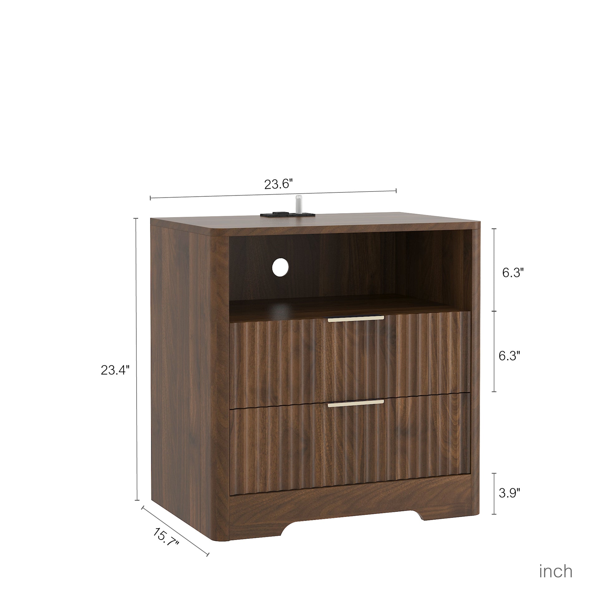 Nightstand With Charging Station, Smart Nightstand With Night Light,Bedside Tables With Storage Cabinet For Bedroom, Wood