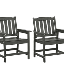 2 Piece All-Weather Patio Chairs, HDPE Patio Dining Chair Set, Heavy Duty Wood-Like Outdoor Furniture, Gray