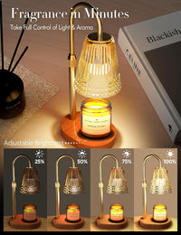 Candle Warmer Lamp with Timer Dimmer: Height Adjustable Wax Melt Warmer for Scented Jar Candles with 2 Bulbs, Christmas Birthday Gifts for Women Mom, House Warming Gifts New Home Room Office Decor