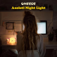 Axolotl Night Light for Kids, Animal Silicone Nursery Night Lamp, Rechargeable Table Lamp Bedside Lamp, Cute Room Decor Night Light for Bedroom Living Room Dining Desk Decor Gift Kawaii Toys
