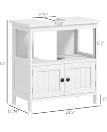 Pedestal Sink Storage Cabinet, Bathroom Under Sink Cabinet with 2 Doors and Open Shelf, Bathroom Vanity, White