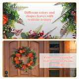 1Pc 17.71IN Autumn Wreath With Pumpkin Mixed Leaves Berries Flowers Fall Decoration For Indoor Outdoor Window Wall Front Door In Halloween Thanks Giving Day - CJDS - FC