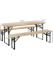 6' Portable Picnic Table and Bench Set, Outdoor Wooden Folding Camping Dining Table Set for Patio Garden Outdoor Activities