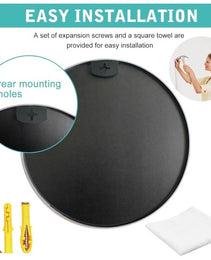 Black  16 Inches Metal Round Bathroom Mirror