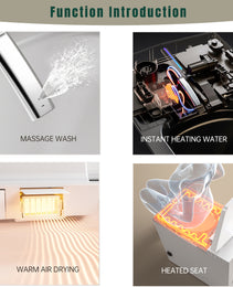 Square Smart Toilet with Built-in Tank – Luxury Bidet Toilet with Remote Control, Heated Seat, Auto Flush & LED Display (Matte Grey)