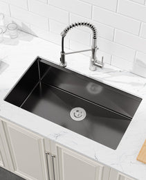 Stainless Steel Kitchen Sink, Single Bowl, Undermount Handmade Sink In Black, With Cutting Board, Colander