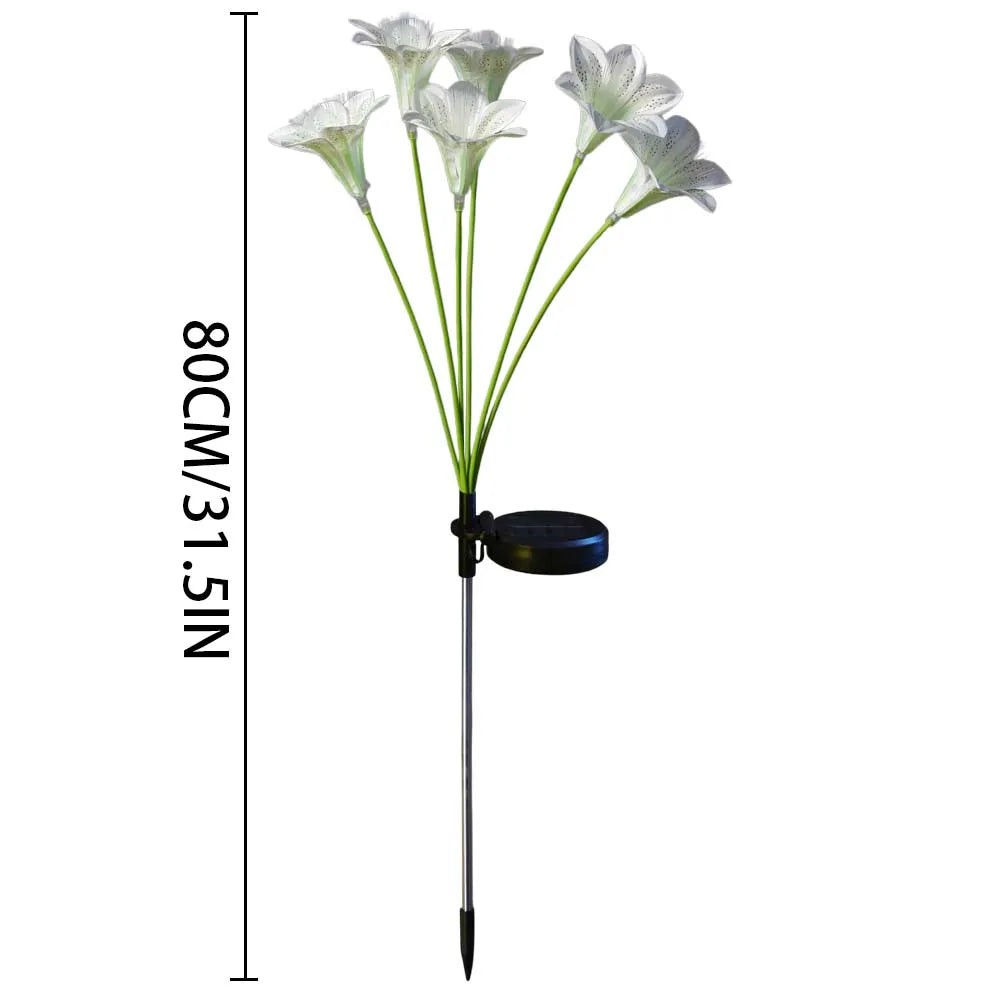 Solar Lily Flower Garden Stake Lights, Warm White IP65 Waterproof  Pathway Lights for Wedding Party Outdoor Patio Yard Decor