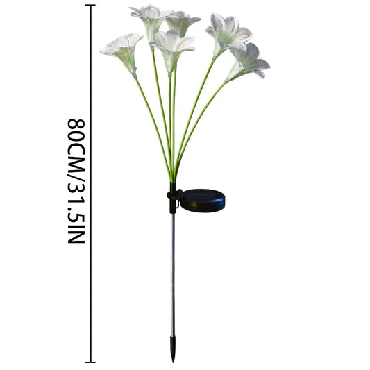 Solar Lily Flower Garden Stake Lights, Warm White IP65 Waterproof  Pathway Lights for Wedding Party Outdoor Patio Yard Decor