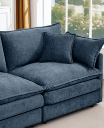 Modular Sectional Sofa, 102 Inch L Shaped Couch Set For Living Room, 3-Seater Comfy Cloud Couches With Movable Ottoman, DIY Combination, Chenille, Blue