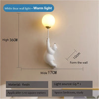 Cartoon Polar Bear LED Sconce Light Creative Wall Lighting Lampe Murale for Family Theme Hotel Kid Children Bedroom Wall Lamps