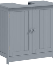 Under Sink Bathroom Cabinet, Pedestal Sink Storage Cabinet with 2 Doors, Shelf and U-Shape, Gray