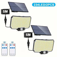 234LED Solar Outdoor Lights Motion Sensor Super Bright Remote Wall Flood Lamp Security Waterproof Patio Garden Garage 1~2pcs