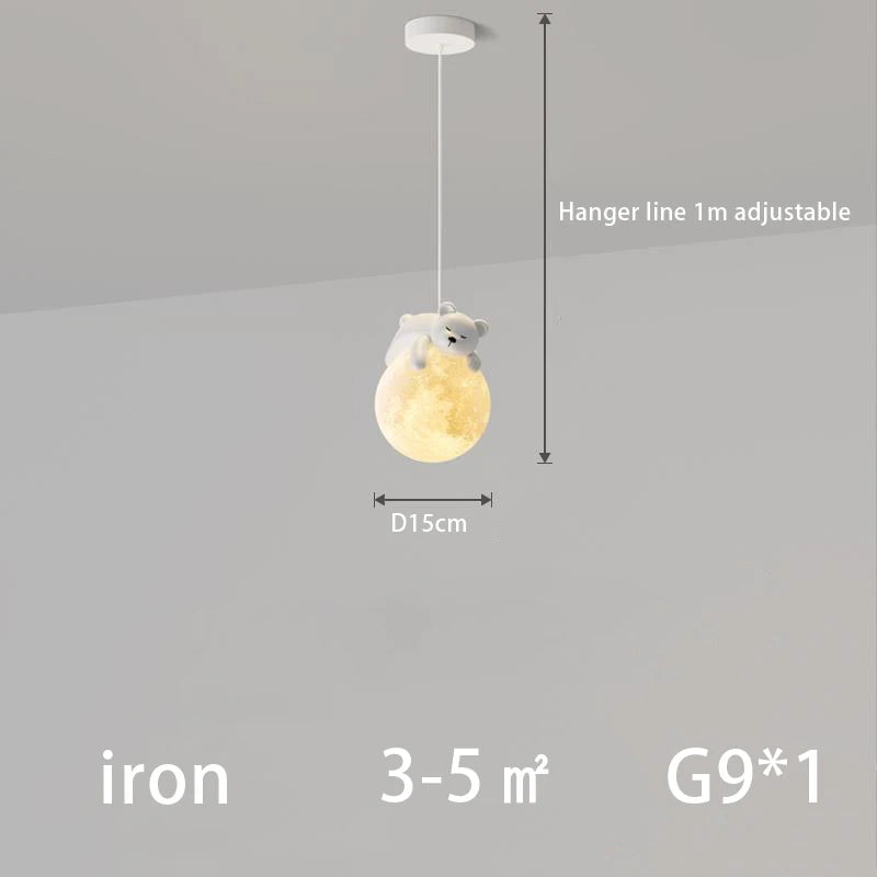 Modern Boys and Girls Bedroom Animal LED Pendant Light, Bedroom, Hallway, Balcony Ceiling Lighting Decorative Bear Light.