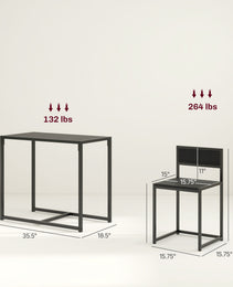3-Piece Dining Room Set, Industrial Kitchen Table Set With Rectangular Table And 2 Dining Chairs, Black