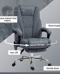 Massage Office Chair, Heated Reclining Computer Chair with Adjustable Height and Footrest, Charcoal Gray