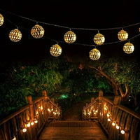 50/ 30/ 20 LED Moroccan Ball Solar String Lights Waterproof 8 Modes for Outdoor Garden Wedding Party Christmas Halloween Decor