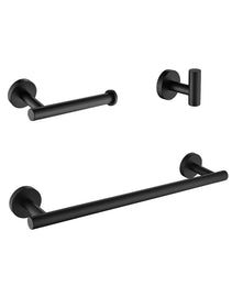 3-Pieces Bathroom Hardware Accessories Set - Towel Bar, Toilet Paper Holder, Robe Towel Hooks