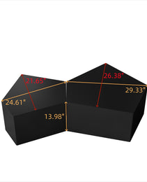 Irregular Pentagon Nesting Coffee Table Set, Geometric Coffee Table Set, Side Table Set, Cocktail Table Set, Center Table Set For Living Room, Bedroom, Black Set Of 2 Pieces