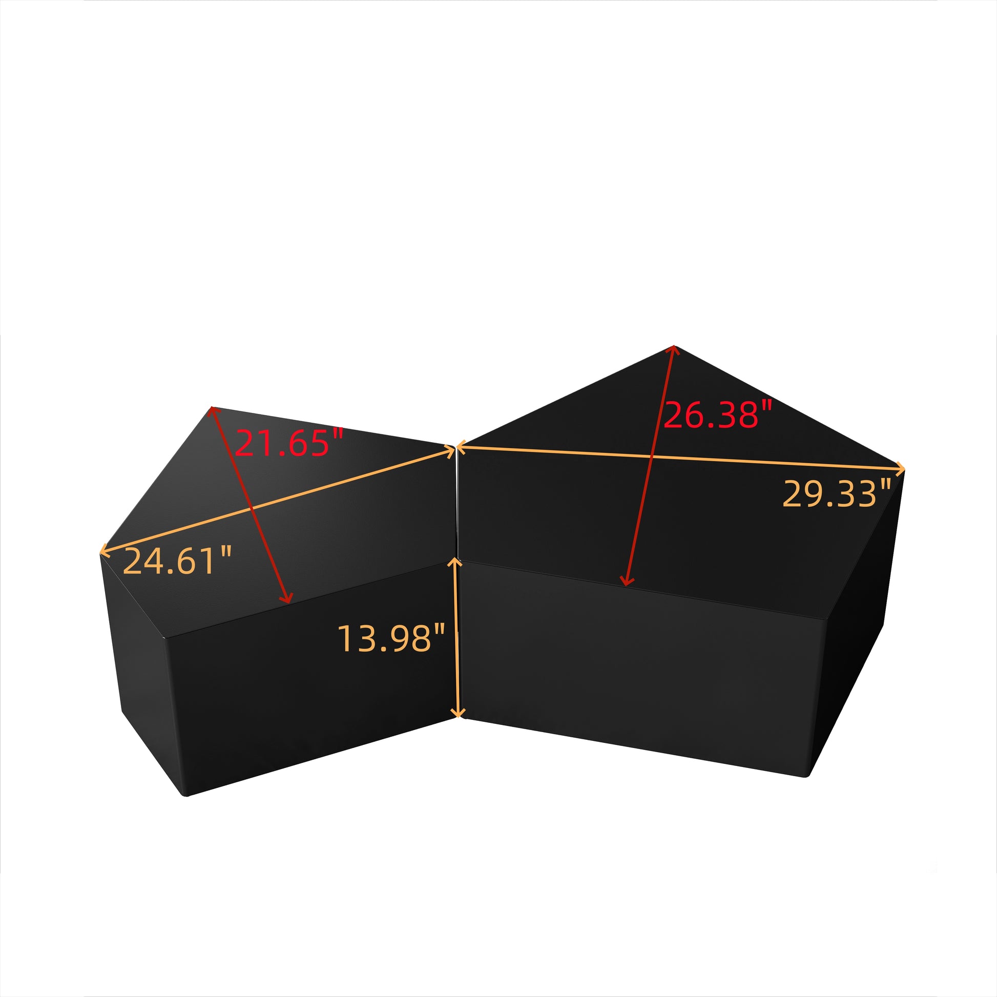 Irregular Pentagon Nesting Coffee Table Set, Geometric Coffee Table Set, Side Table Set, Cocktail Table Set, Center Table Set For Living Room, Bedroom, Black Set Of 2 Pieces