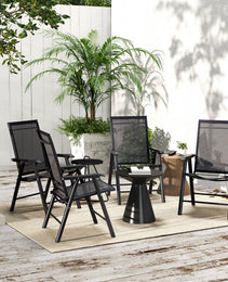 Set of 4 Outdoor Folding Chairs, Stackable Patio Dining Chairs with Armrests, Metal Frame, Black