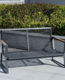 4 Piece Patio Furniture Set, Aluminum Conversation Set, Outdoor Garden Sofa Set with Armchairs, Loveseat, Center Coffee Table and Cushions, Dark Grey