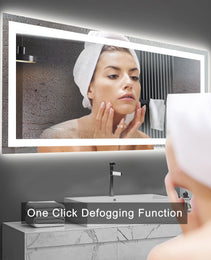 60  X 32  LED Bathroom Mirror With Anti-Fog And Touch Sensor - Modern Frameless Lighted Wall Mirror For Bathroom Vanity, Shower Room, Or Dressing Area