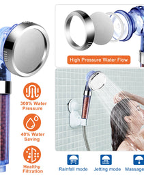 1Pc Ionic Filtration Shower Head High Pressure 3 Mode Stone Water Saving Bath Handheld Shower
