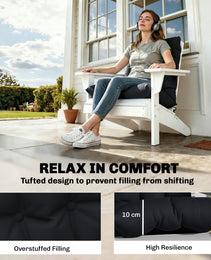 Outdoor Adirondack Chair Cushions Set of 2, Tufted High Back Patio Chair Cushions, Black