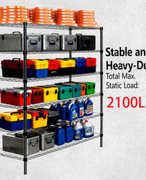 3 Tier Metal Shelf Wire Shelving Unit -  Set Of 2  1050lbs Capacity Heavy Duty Adjustable Storage Rack With Shelf Liners  Extensible To 6 Tier 2100lbs Shelving Designs   48  L X 18  D X 96  H  Black