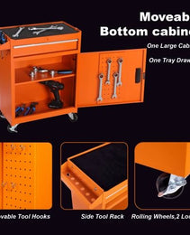 Tool Chest, 5-Drawer Rolling Tool Storage Cabinet With Detachable Top Tool Box, Liner, Universal Lockable Wheels, Adjustable Shelf, Locking Mechanism, Metal Tool Cart For Garage Workshop